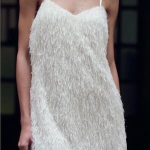 Zara NWT Women’s Fringe Mini Dress w/ metallic thread